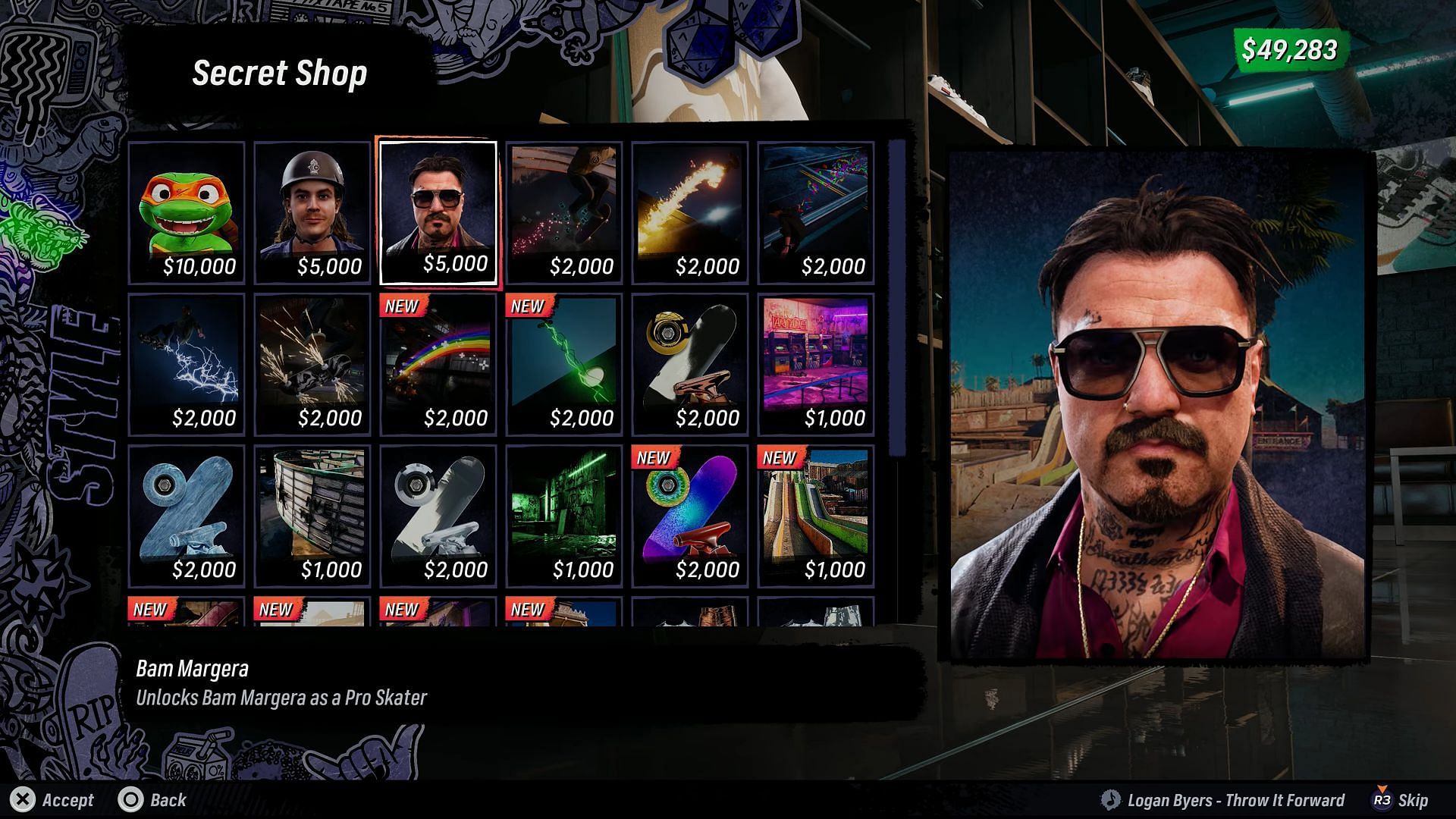 Bam Margera in Tony Hawk's Pro Skater 3+4 (Image via Activision || YouTube/@JSkeleton)